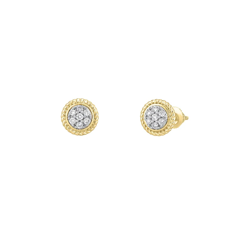 hoop earrings for women-Rope Diamond Stud Earrings (14K)