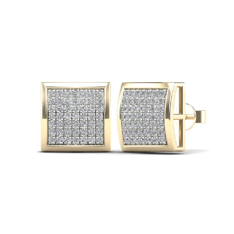 modern earrings for women-Micro Pave Diamond Stud Earrings (14K)