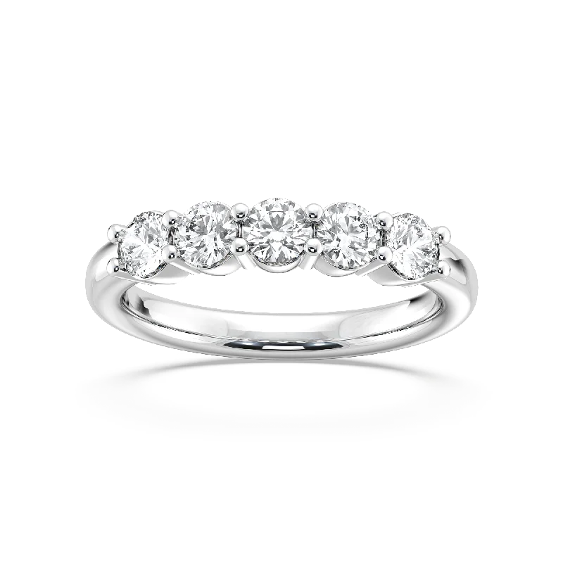 vintage-style platinum engagement rings for women-Classic Five Stone Diamond Band