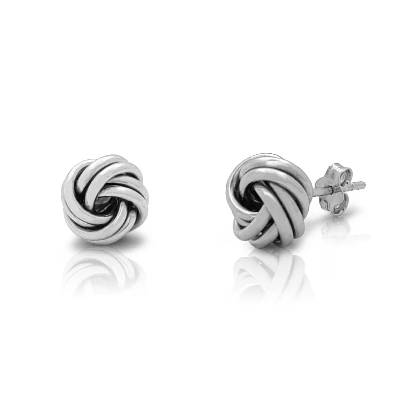 boho earrings for women-Love Knot Stud Earrings (Silver)