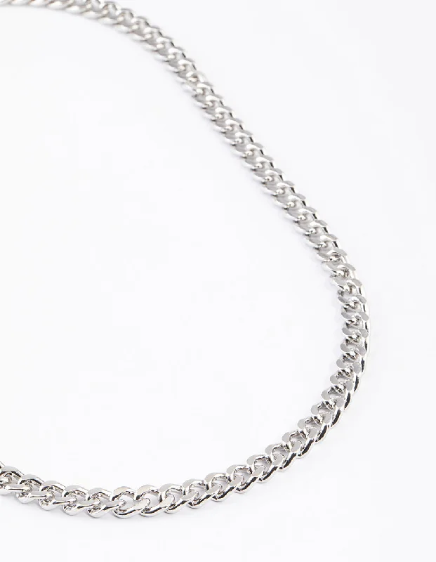 infinity necklace for women-Silver Classic Curb Chain Necklace