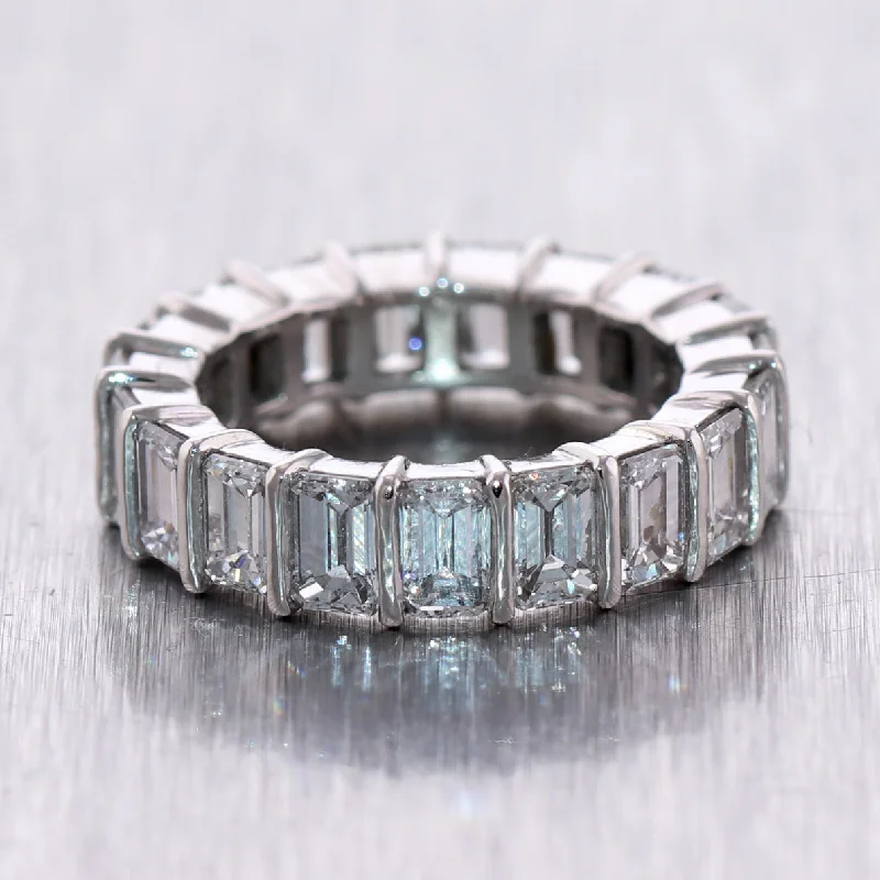 elegant diamond engagement rings for women-Modern Platinum Emerald Cut 4.75ctw Diamond Eternity Band Ring