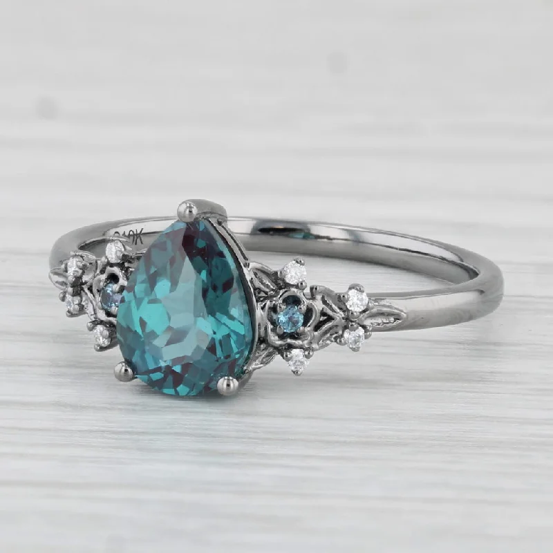 simple engagement rings for women-1.52ctw Teal Lab Created Alexandrite Cubic Zirconia Ring 10k White Gold Sz 8