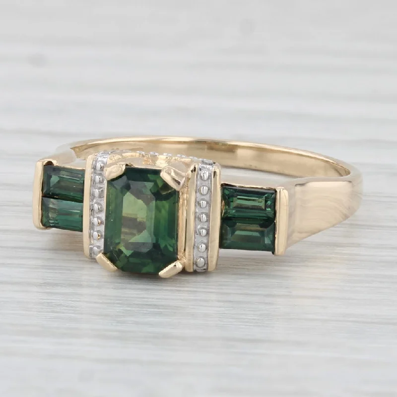 engagement rings for women-1.75ctw Green Sapphire Ring 14k Yellow Gold Size 9.25