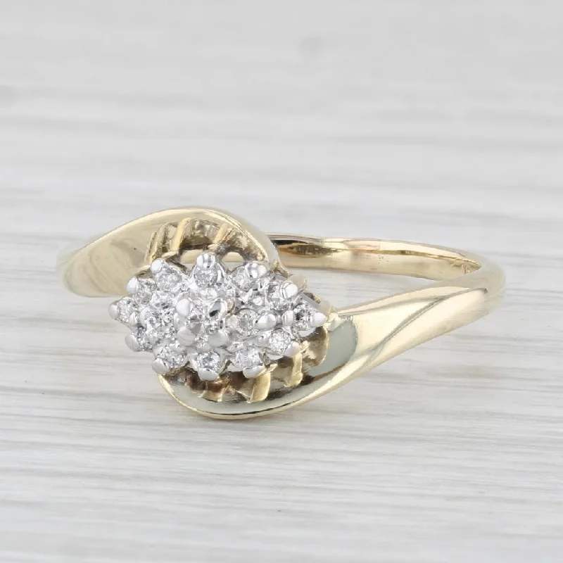 gemstone engagement rings for women-0.13ctw Diamond Cluster Ring 10k Yellow Gold Size 9 Bypass