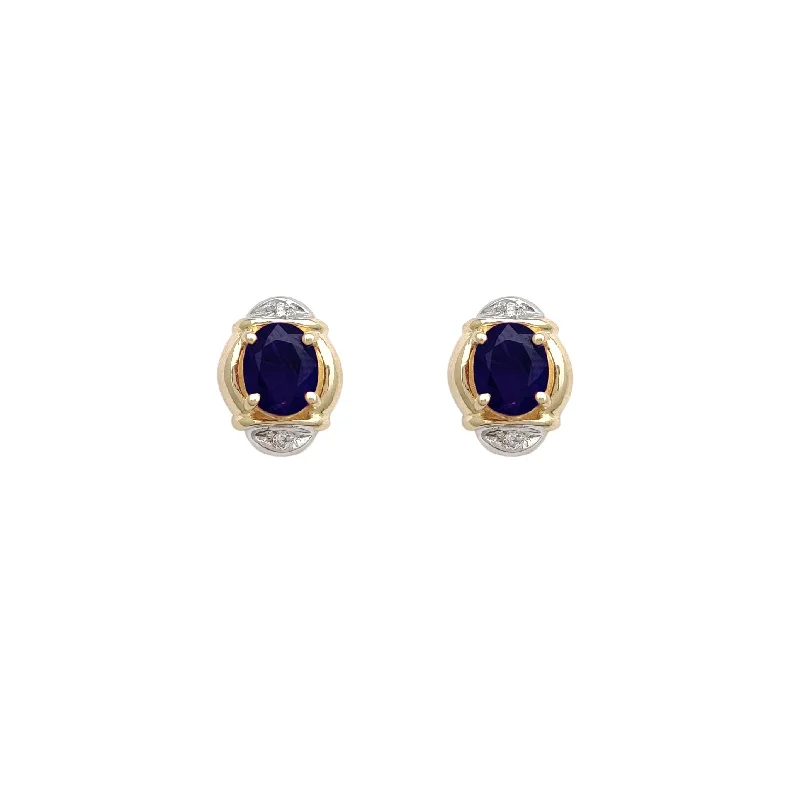 vintage hoop earrings for women-Sapphire Stud Earrings (14K)