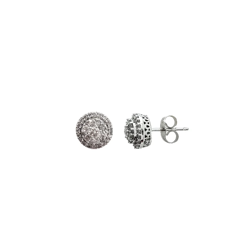 elegant gemstone earrings for women-Round Diamond Earrings (10K)