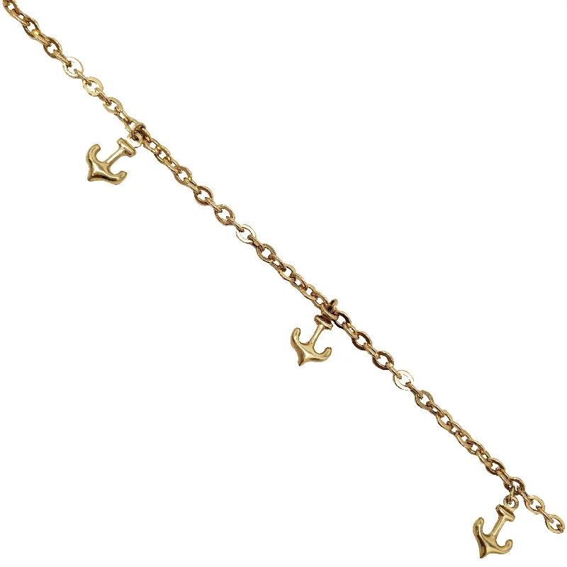 adjustable bracelet for women-Anchor Anklet (14K)