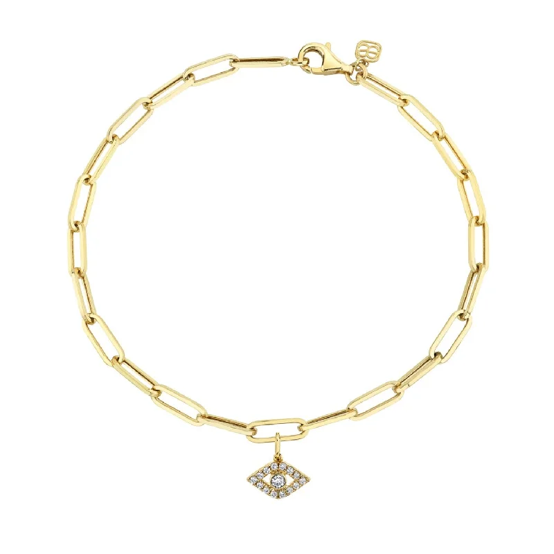 vintage bracelet for women-Gold & Diamond Eye Anklet