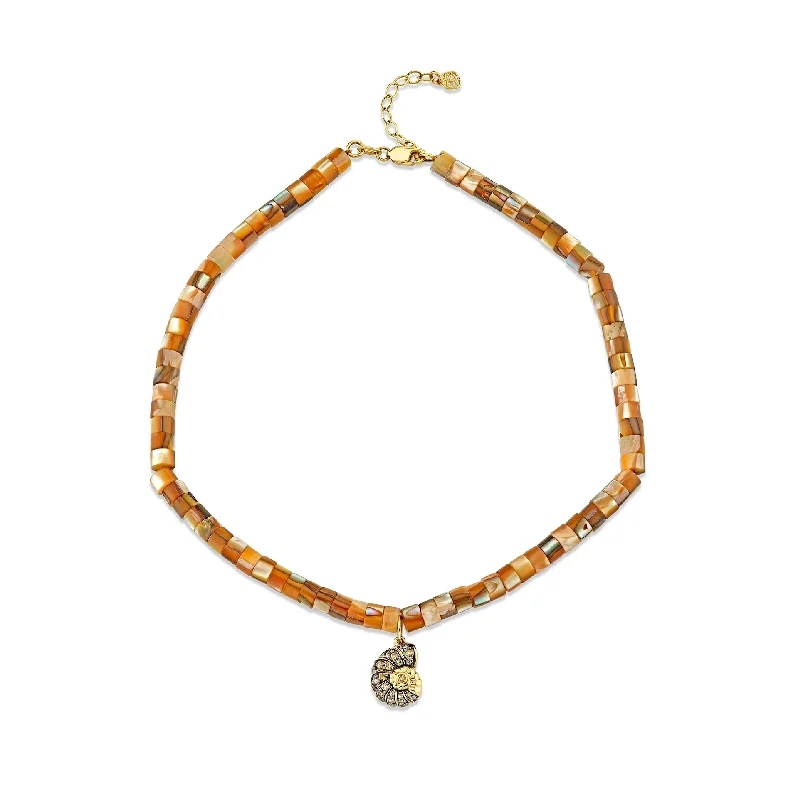 colorful bracelet for women-Gold & Diamond Nautilus Shell Abalone Anklet