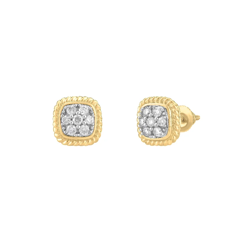 diamond earrings for women-Rope Diamond Stud Earring (14K)