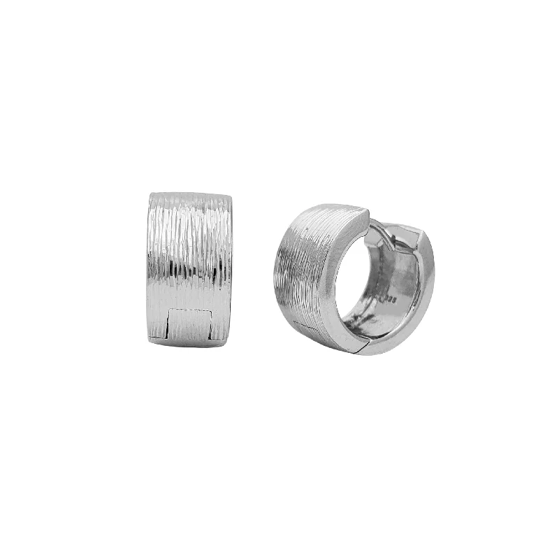 chic drop earrings for women-Lines Cuts Huggie Earrings (Silver)