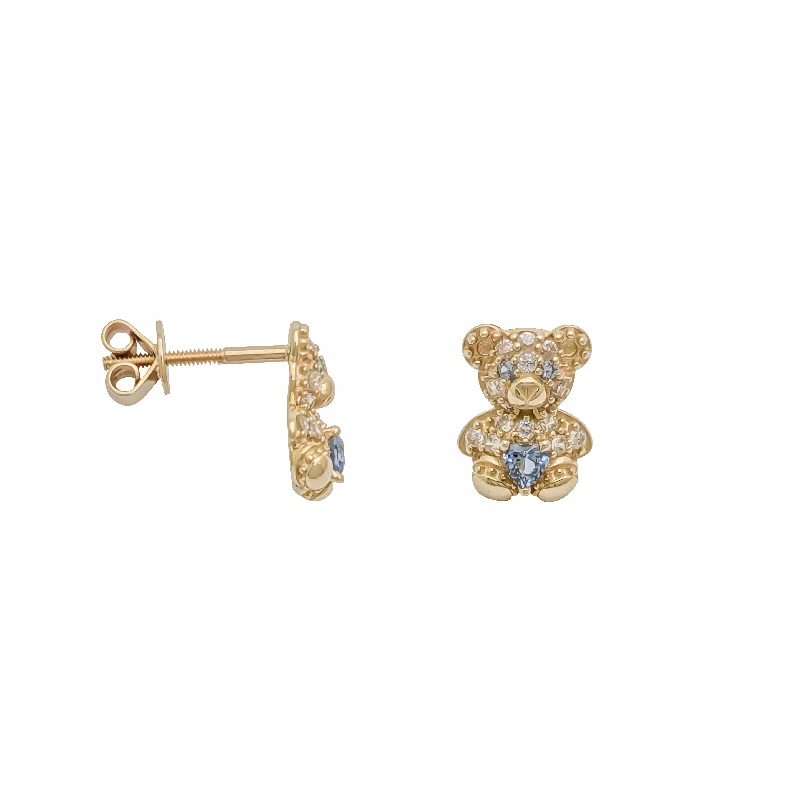 handmade earrings for women-Teddy CZ Screw Earring (14K)