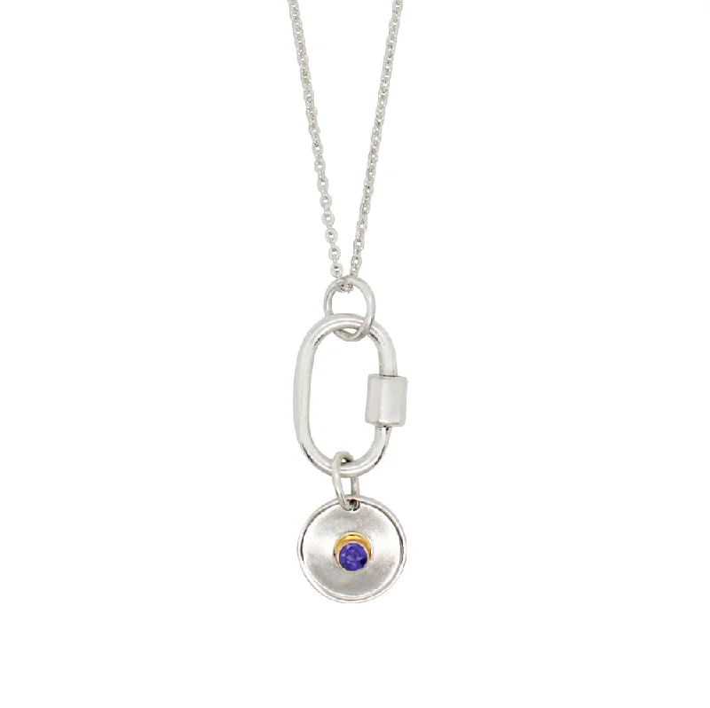 elegant necklace for women-September Birthstone Carabiner Necklace - Iolite