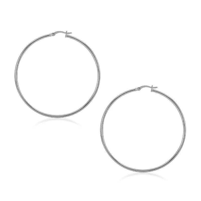 star earrings for women-[2mm-3mm] Thin Plain Hoop Earrings (Silver)