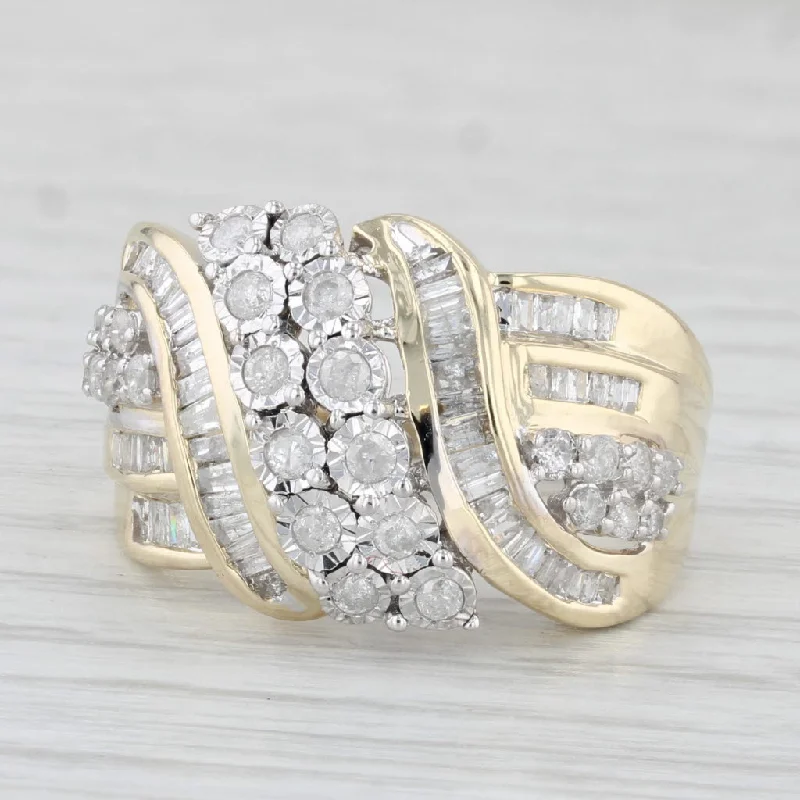 custom-made engagement rings for women-1.05ctw Diamond Cocktail Ring 10k Yellow Gold Size 7.25