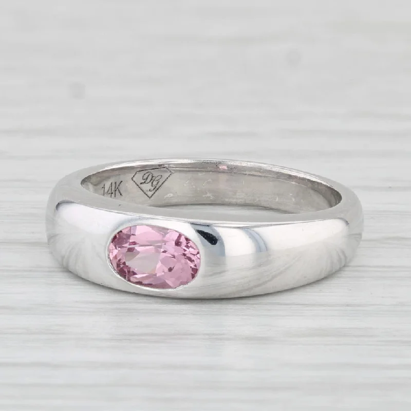 unique engagement rings for women-0.50ct Pink Spinel Oval Solitaire Ring 14k White Gold Size 6 Stackable Band