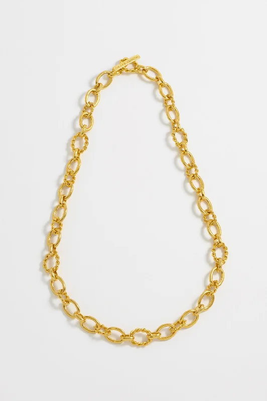 dainty gold necklace for women-Chunky Chain T-Bar Necklace