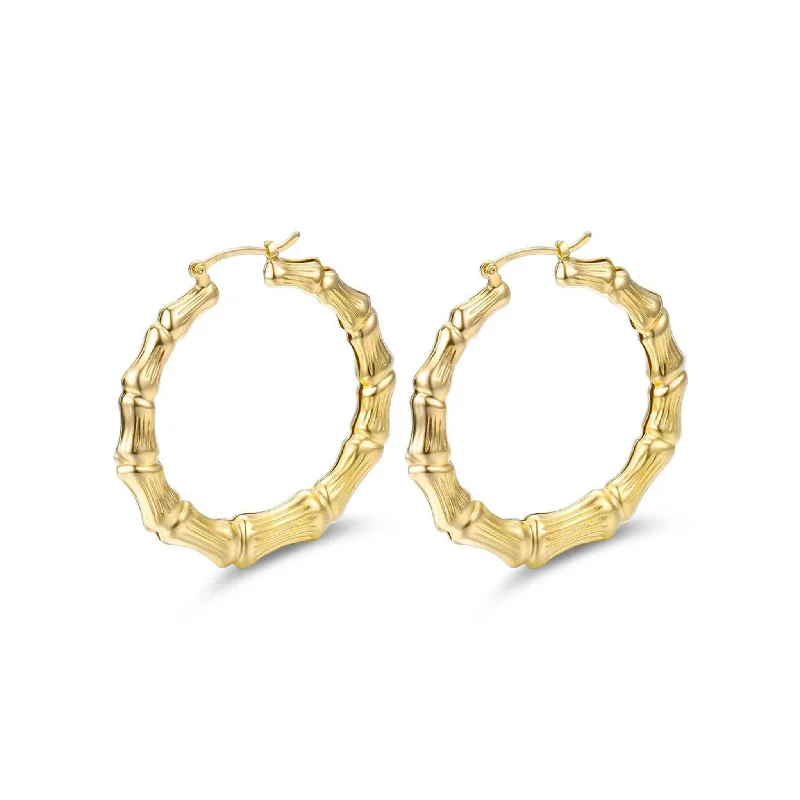 rose gold earrings for women-Bamboo Hoops Earrings