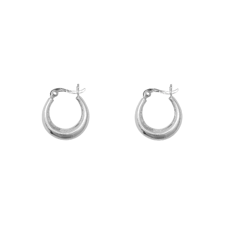 luxury earrings for women-Oval Puffy Hoop Earrings (Silver)