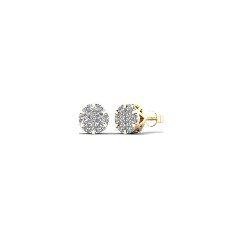 ear cuffs for women-Round Diamond Cluster Stud Earrings (14K)