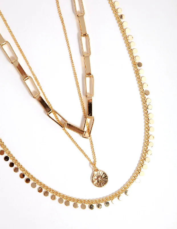 gold necklace for women-Gold Jingle Layered Necklace