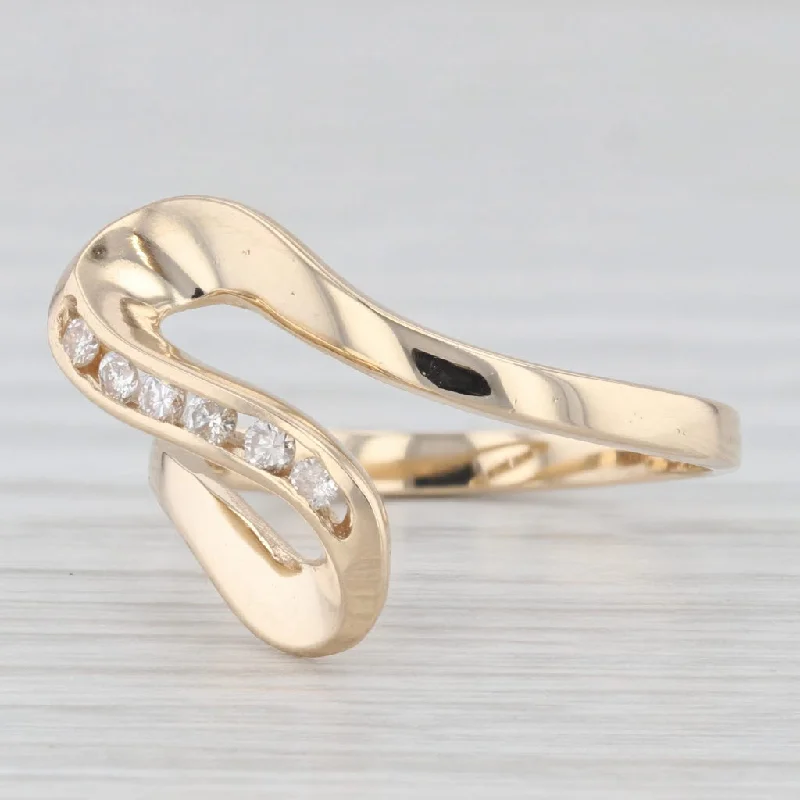 mixed metal engagement rings for women-Diamond Abstract Bypass Ring 14k Yellow Gold Size 6