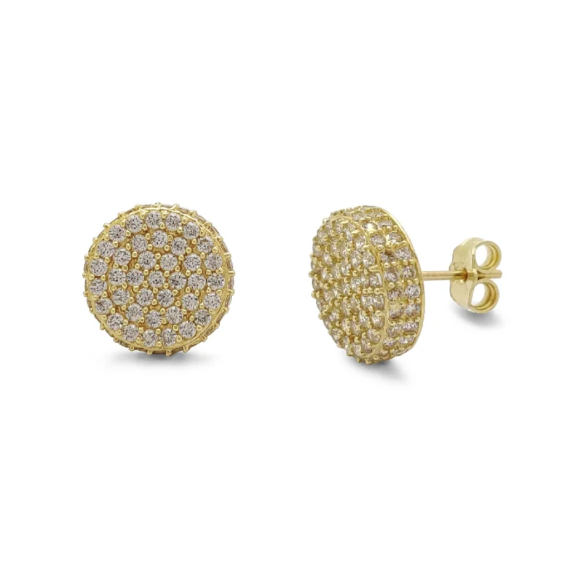 silver stud earrings for women-Micropave Round Stud Earring (14K)