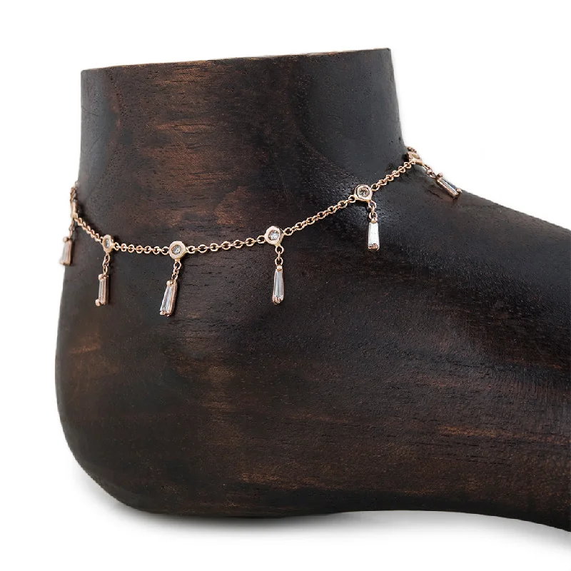 rainbow bracelet for women-11 DIAMOND BAGUETTE ANKLET