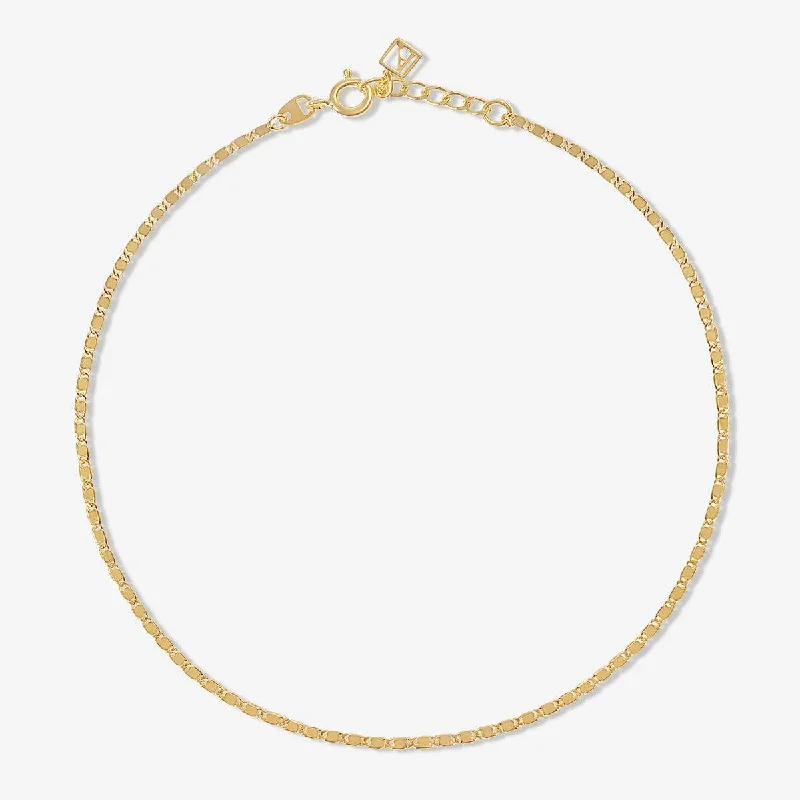 engraved anklet for women-Cairo flat link chain anklet