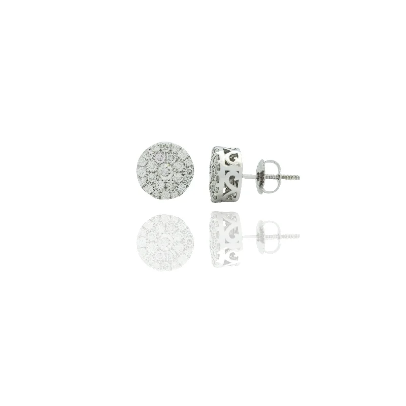 handmade earrings for women-White Gold Icy Bling Round Diamond Earrings  (14K)