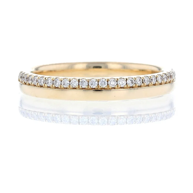 custom designed engagement rings for women-Yellow Gold Offset Diamond Stripe Band