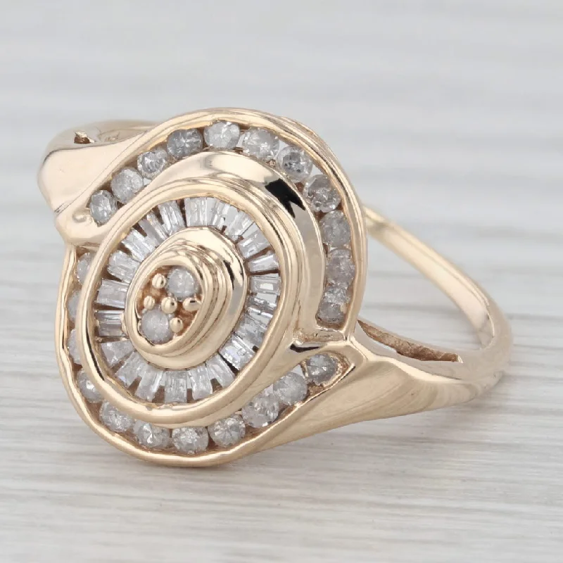 engagement rings with large stones for women-0.3 ctw Diamond Tiered Swirl Snail Shell 10K Yellow Gold Size 8 Ring