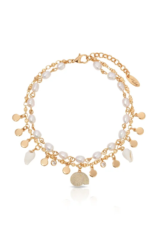 gold bangle bracelet for women-Layered Beach Treasures Anklet