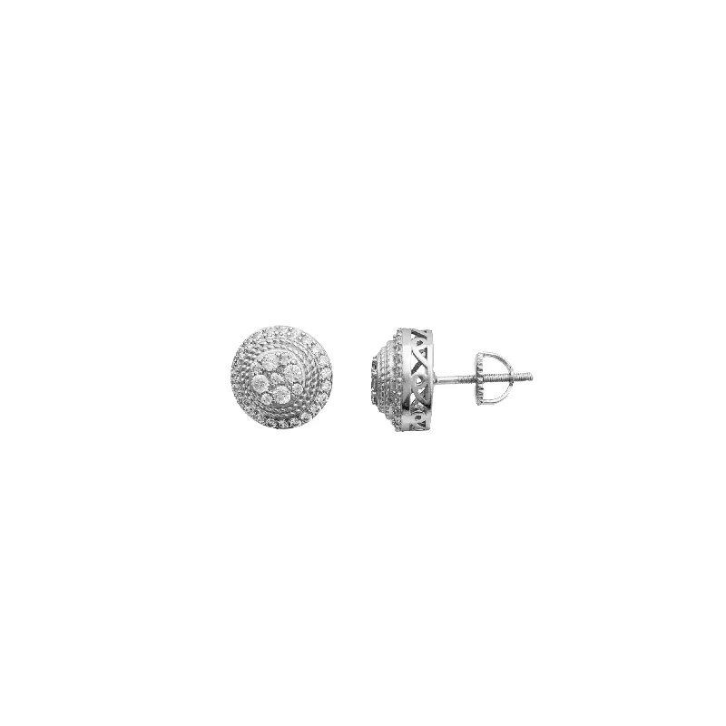 gemstone stud earrings for women-Round Shape Stud Earrings (Silver)