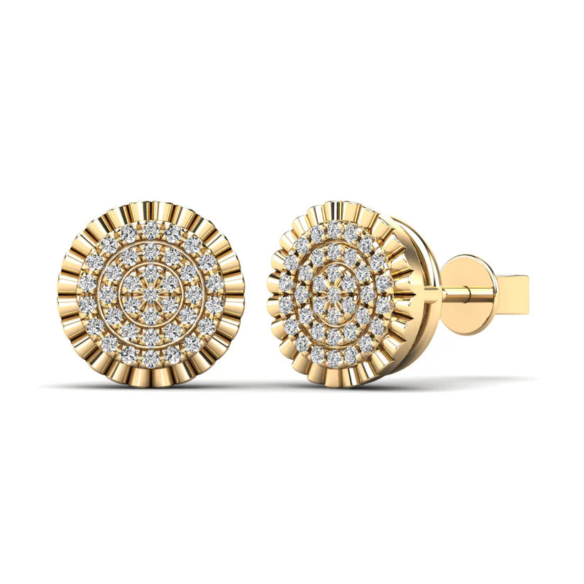 multi-stone earrings for women-Diamond Round Stud Earrings (14K)