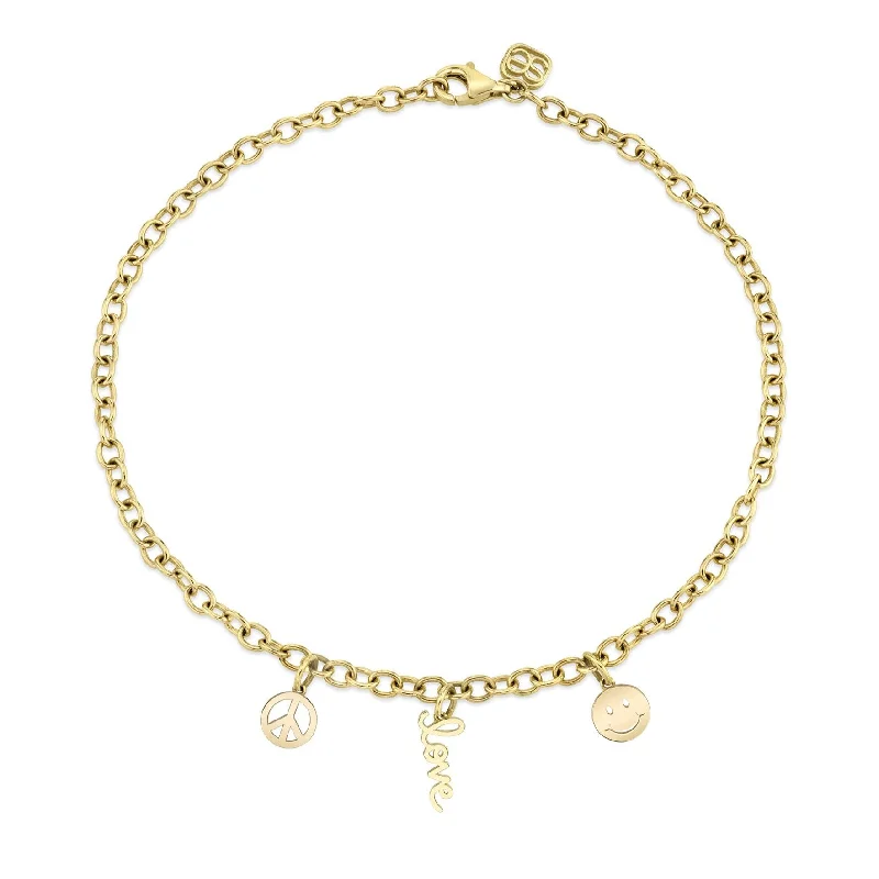 sparkling bracelet for women-Pure Gold Peace, Love & Happiness Anklet