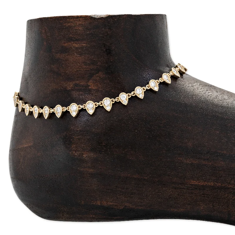 gold-plated anklet for women-PAVE DIAMOND CLAUDIA ANKLET