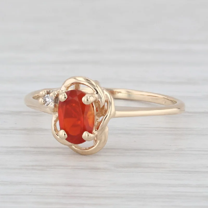 solitaire engagement rings for women-Fire Opal Diamond Accent 14K Yellow Gold Ring Size 5.5