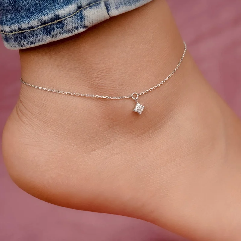 anklet with pearls for women-Silver Dusk Till Dawn Anklet