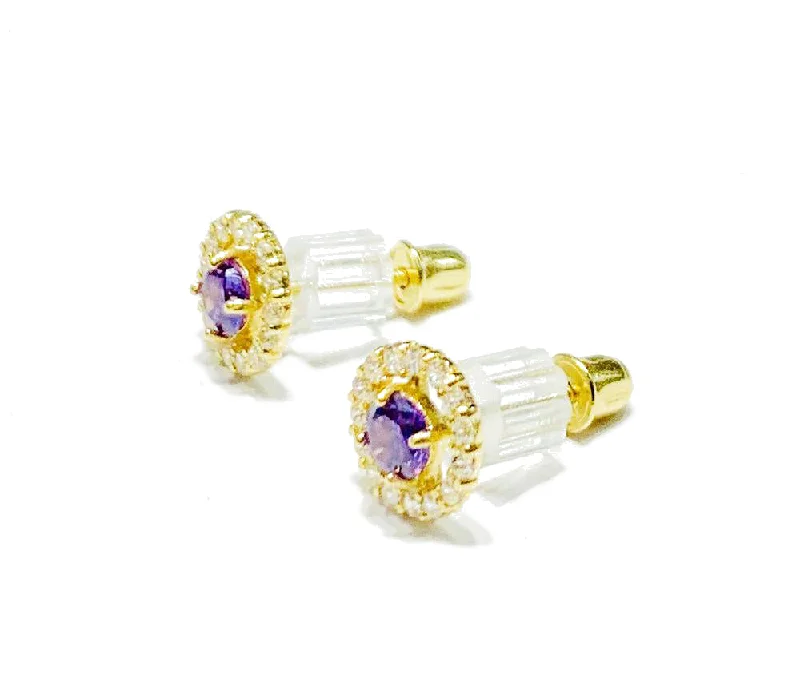 luxury earrings for women-Round CZ Earrings (14K).