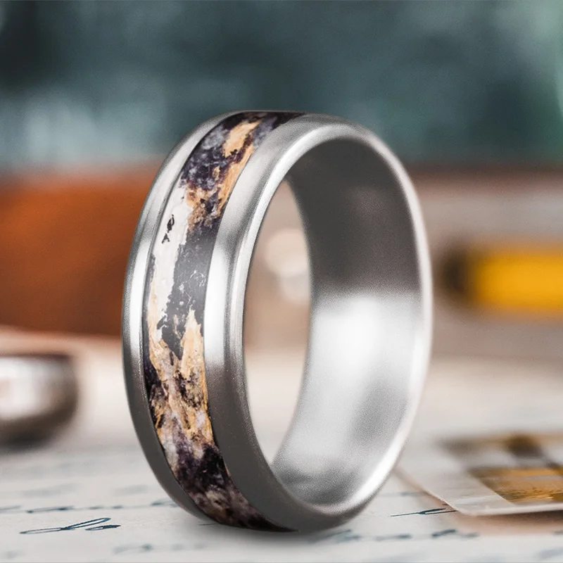 wedding ring band for women-Custom Design - Single Inlay Ring T28QYAXxS5XKWI_QhG9AHTk5