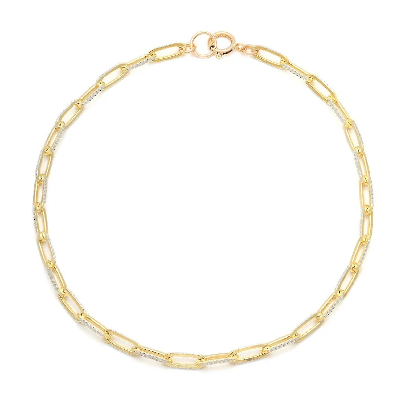 simple anklet for women-Diamond-Cut Paperclip Anklet | Gold