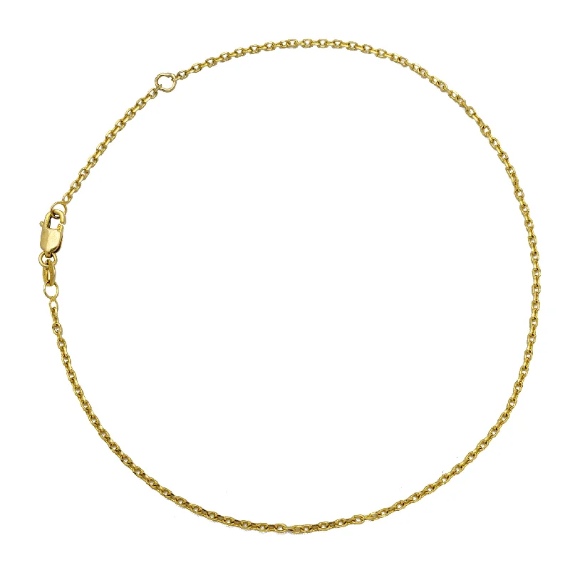 gold bangle bracelet for women-Thin Cable Anklet Link (14K)