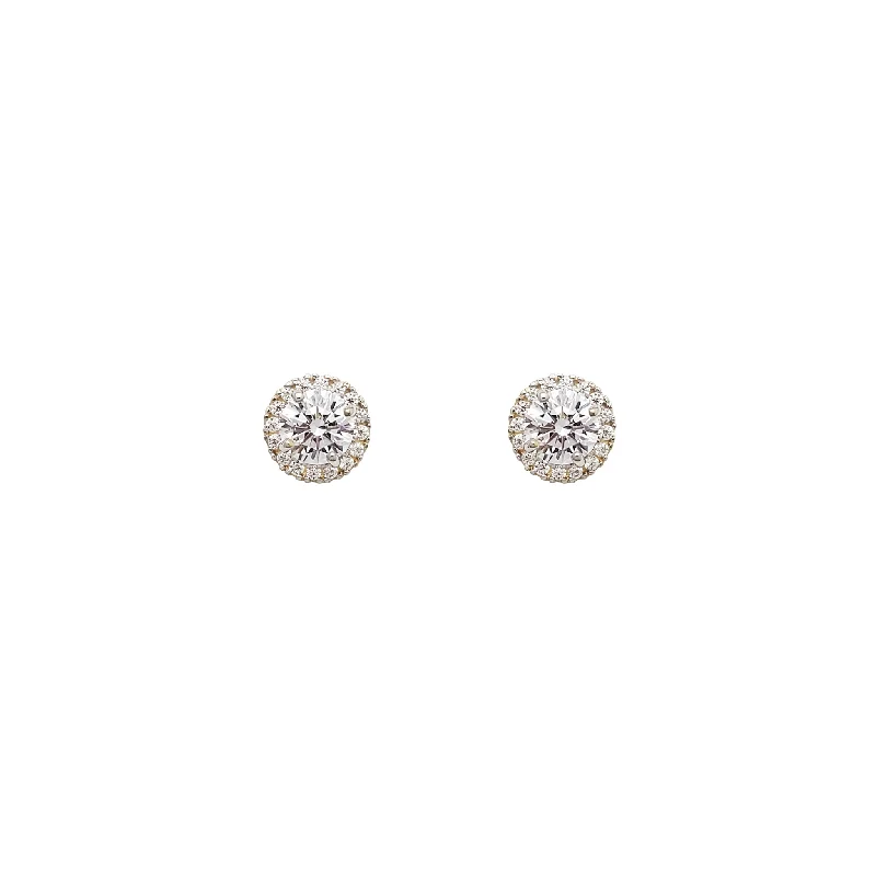 minimalistic earrings for women-Shiny Stud CZ Earrings (14K)