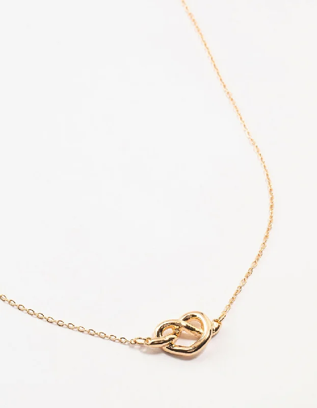 moon necklace for women-Gold Dainty Knotted Necklace