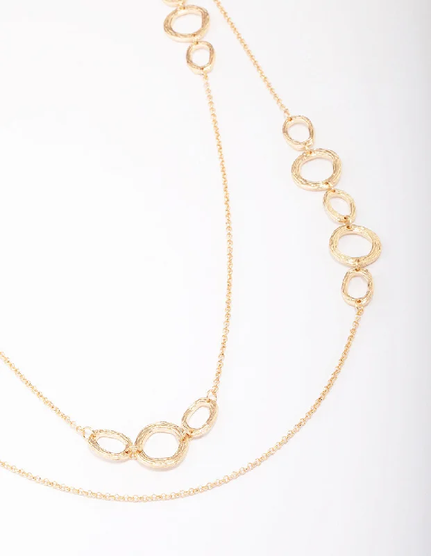 silver chain necklace for women-Gold Molten Oval Stone Necklace