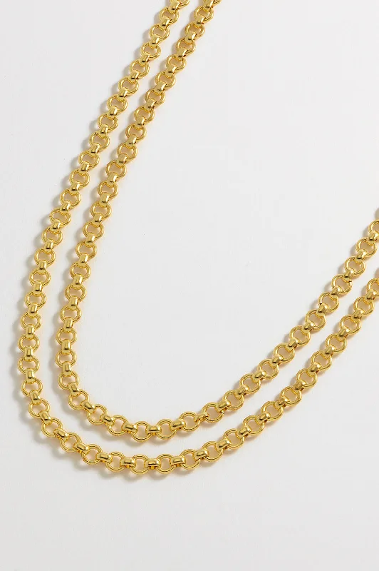 classic gold necklace for women-Chunky Double Chain T-Bar Necklace