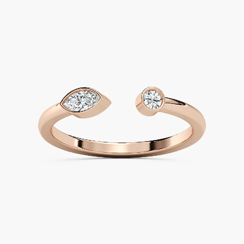 oval engagement rings for women-Bezel Round And Marquise Band