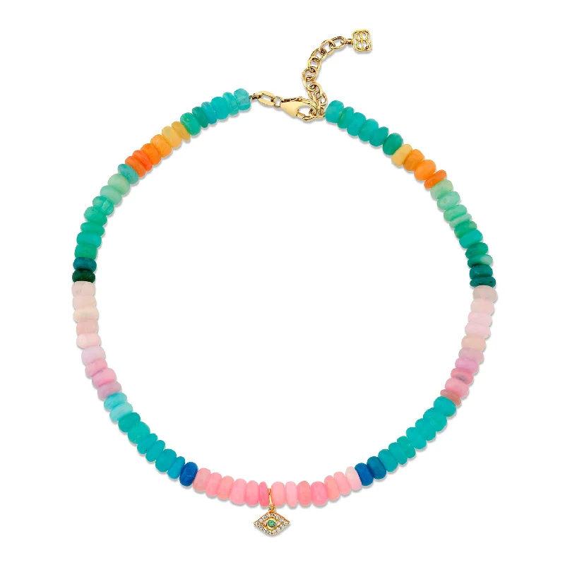 personalized bracelet for women-Gold & Diamond Eye Multi Opal Anklet